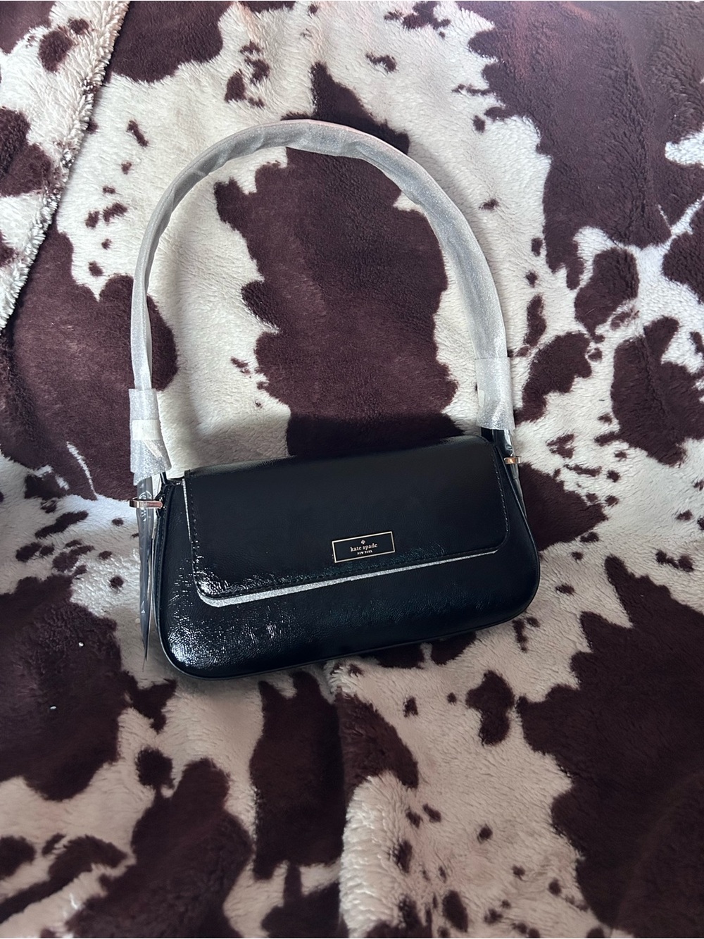 kate spade Black Patent Shoulder Bag with Top Handle